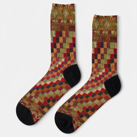 Multicolored Indian Quilt Print Sokken (Links)