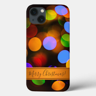 Multicolored kerstlichten. Sjabloon tekst iPhone 13 Hoesje