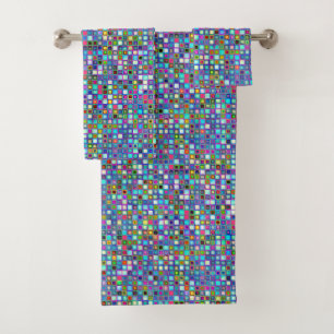 Multicolored "Kindergarten" Retro Tiles Pattern Bad Handdoek