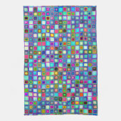 Multicolored "Kindergarten" Retro Tiles Pattern Theedoek (Verticaal)