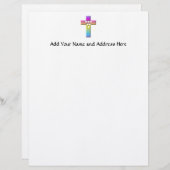 Multicolored Kruis met hart Persoonlijk Briefhoofd (Voorkant / Achterkant)