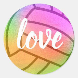 Multicolored Love Volleyball Ronde Sticker