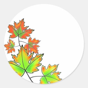 Multicolored Maple Leaves Ronde Sticker