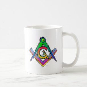 Multicolored Masonic Square & Compass Koffiemok