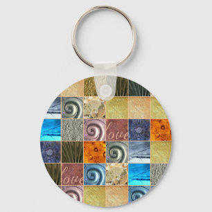 Multicolored Metal Love Mosaic Patchwork Sleutelhanger