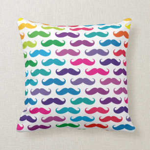 Multicolored Mustache Patterned Kussens