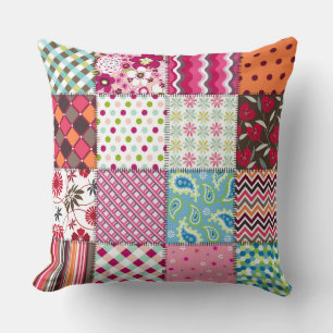 Multicolored Patchwork Quilt Pattern Pillow Kussen