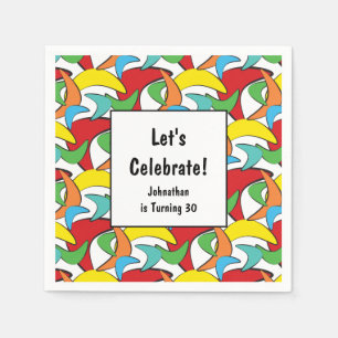 Multicolored Retro Boomerang Birthday Party Servet