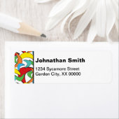 Multicolored Retro Boomerang Pattern Etiket (Insitu)