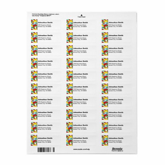 Multicolored Retro Boomerang Pattern Etiket (Full Sheet)