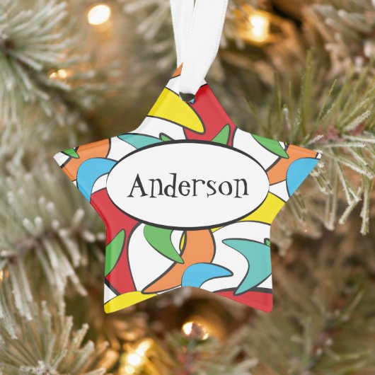 Multicolored Retro Boomerang Pattern Ornament (Boom)