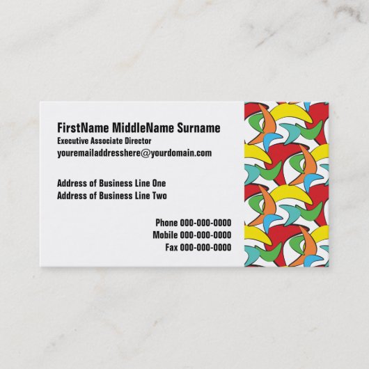 Multicolored Retro Boomerang Pattern Visitekaartje (Voorkant)