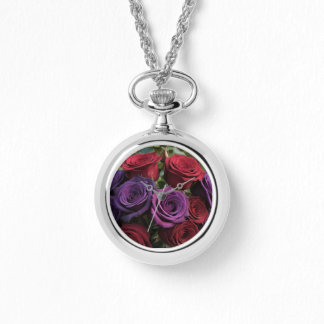 Multicolored Rose's Watch  Necklace Horloge