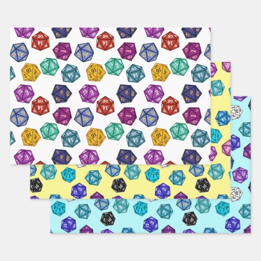 Multicolored RPG D20-desktop Inpakpapier Vel (Set)