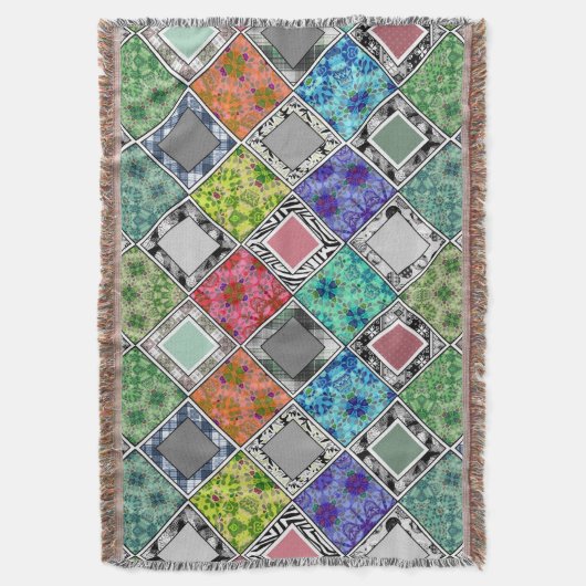 Multicolored , rustige , patchwork , patches deken (Voorkant Verticaal)