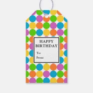Multicolored Spots Birthday Gift Labels Cadeaulabel