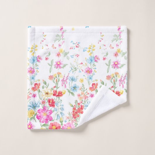Multicolored Spring Flowers Bath Towel Set Bad Handdoek (Wasdoekje)