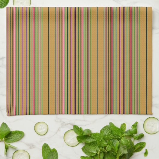 Multicolored Stripes Theedoek (Gevouwen)