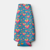 Multicolored Waterverf Hearts Bottle Cooler (Voorkant)