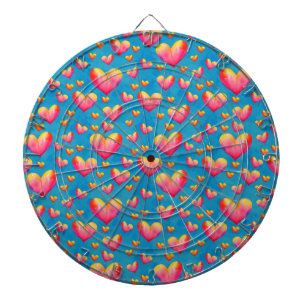 Multicolored Waterverf Hearts Dart Board Dartbord