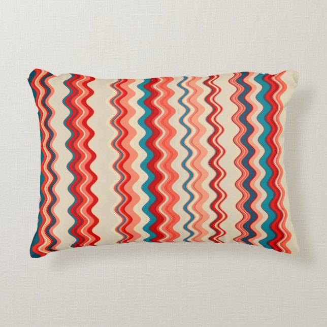 Multicolored Wavy Pattern Accent Kussen (Voorkant)