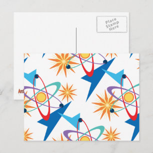 Multicolorf patroon voor ruimtevaarttijdperk briefkaart