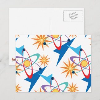 Multicolorf patroon voor ruimtevaarttijdperk briefkaart