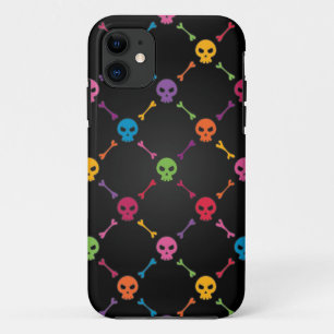 Multicolorpatroon met schedels iPhone 11 hoesje