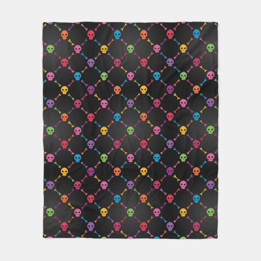 Multicolorpatroon met schedels fleece deken (Voorkant)