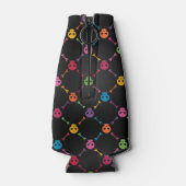 Multicolorpatroon met schedels flesjeskoeler (Achterkant)