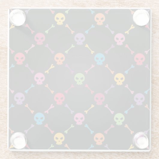 Multicolorpatroon met schedels glazen onderzetter (Achterkant)