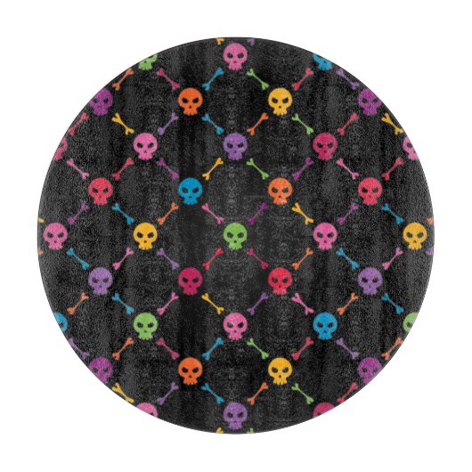 Multicolorpatroon met schedels snijplank (Voorkant)