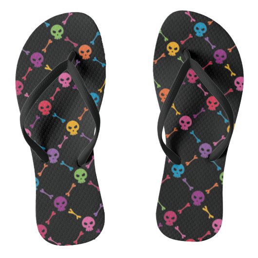 Multicolorpatroon met schedels teenslippers (Voetbed)