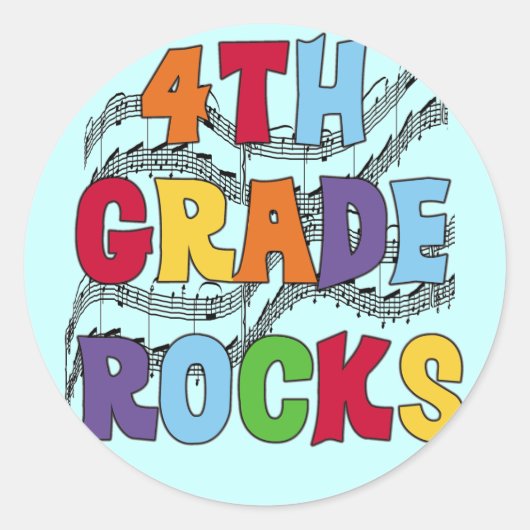 Multicolour 4e Grade Rocks Tshirts en geschenken Ronde Sticker (Voorkant)