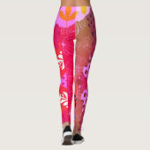 Multicolour abstracte bloemcollage kunst leggings (Achterkant)