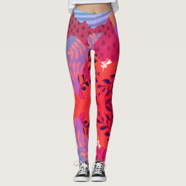 Multicolour abstracte bloemcollage kunst leggings