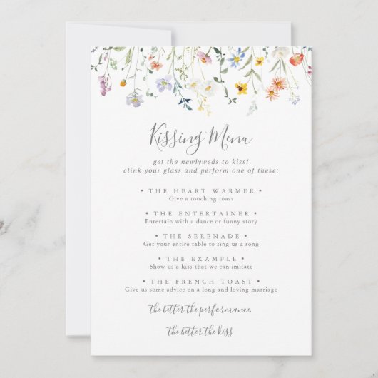 Multicolour Bloemen Bruiloft Kussen Menu Game Kaar (Voorkant)