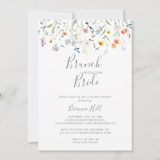 Multicolour Bloemenbrunch met de bruidsdouche Kaart (Voorkant)