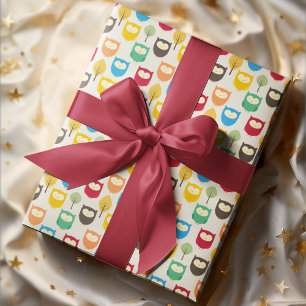 Multicolour Cartoon Uil Wrapping Papier