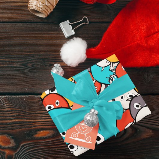 Multicolour Doodle Monster Cartoon Cadeaupapier