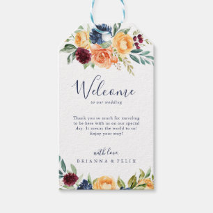 Multicolour Elegant Bloemen Bruiloft Welkom Cadeaulabel