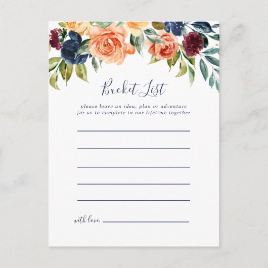 Multicolour Elegant Bloemen Bucket List Kaarten (Voorkant)