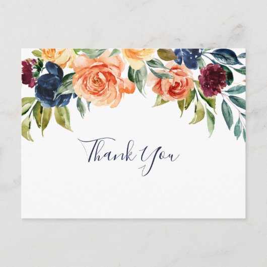 Multicolour Elegant Bloemen Dank u Briefkaart (Voorkant)