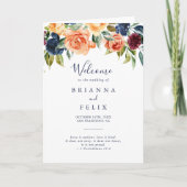 Multicolour Elegant Bloemen Gevouwen Bruiloft Prog Programma (Voorkant)