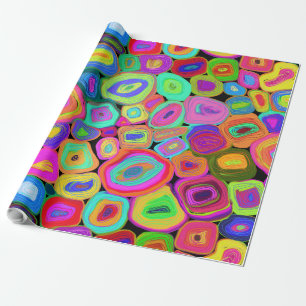 Multicolour Funky Circles Olieverf Stijl Cadeaupapier