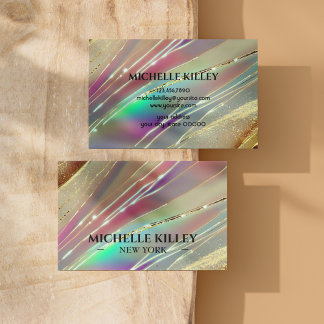 Multicolour holografische opaal steen en glanzend visitekaartje