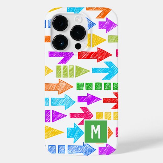 Multicolour Modern Geometrisch Pijlpatroon Monogra Case-Mate iPhone Case (Achterkant)