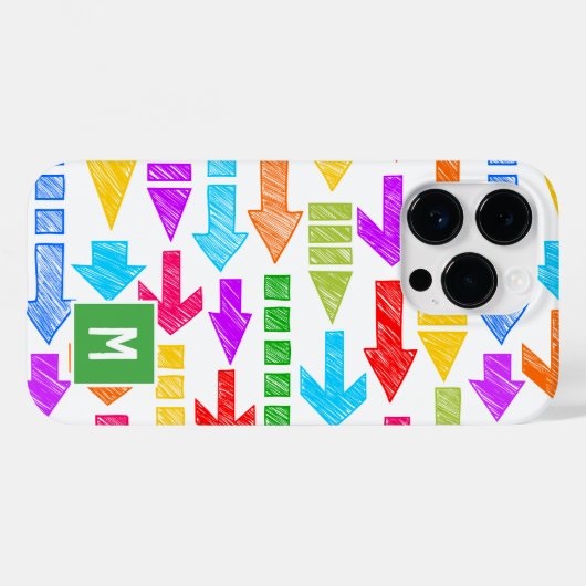Multicolour Modern Geometrisch Pijlpatroon Monogra Case-Mate iPhone Case (Achterkant (horizontaal))