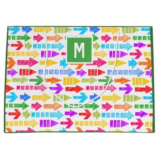 Multicolour Modern Geometrisch Pijlpatroon Monogra Groot Cadeauzakje (Voorkant)