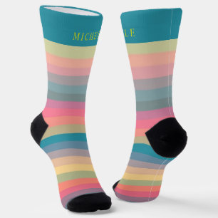 Multicolour  pastel gestreepte douanenaam sokken